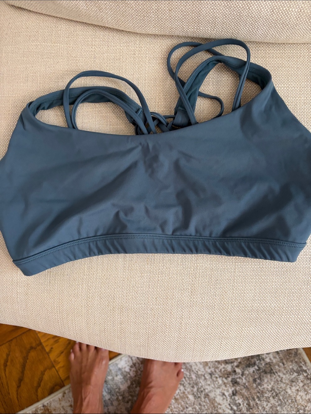 athletica Slate Blue Strappy Sports Bra